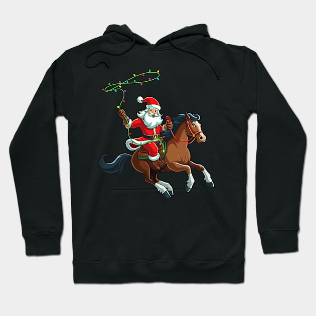Cowboy Santa Riding A Horse Christmas Funny Hoodie by everetto